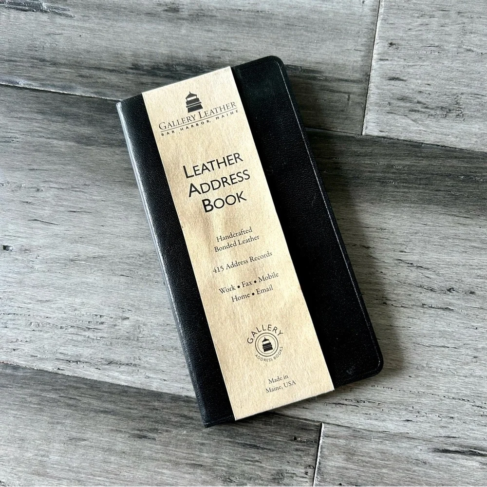 Vintage 1990s NWT Unused Gallery Leather Address Book w/ Gold Trimmed Pages